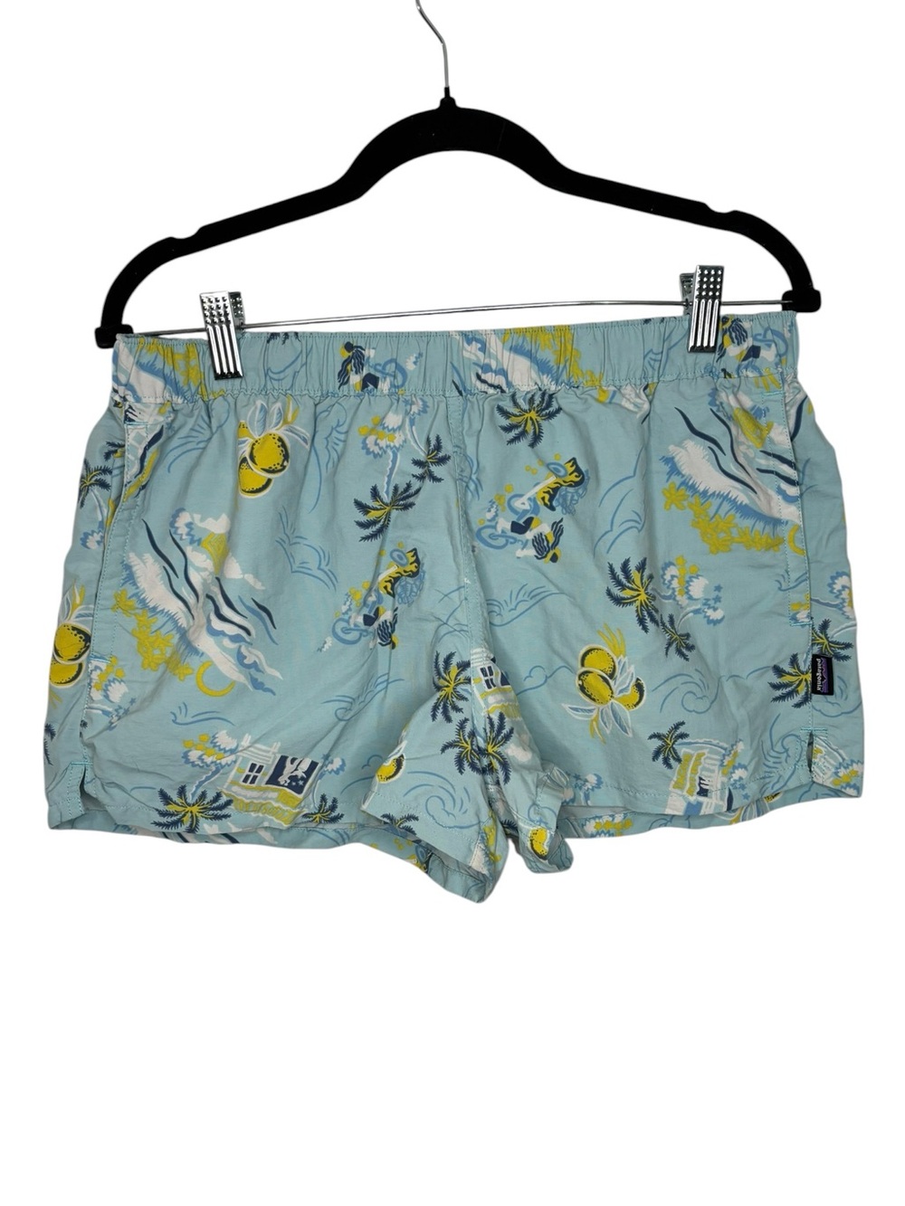 Patagonia Women’s Hawaiian Swim Board Shorts Blue Tropical Floral Surf Large